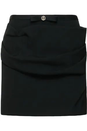 VERSACE Draped Fluid Wool Gabardine Mini Skirt