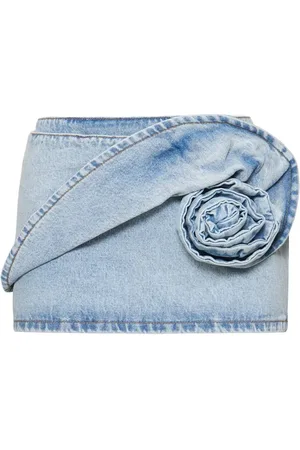 MAGDA BUTRYM Denim Mini Skirt W/ Rose Detail