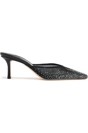 Jimmy Choo 65mm Vivi Mesh & Crystal Mules