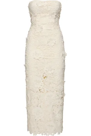 ROTATE Albertina Lace Strapless Midi Dress