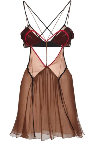 Nensi Dojaka Heart Flared Silk Georgette Mini Dress