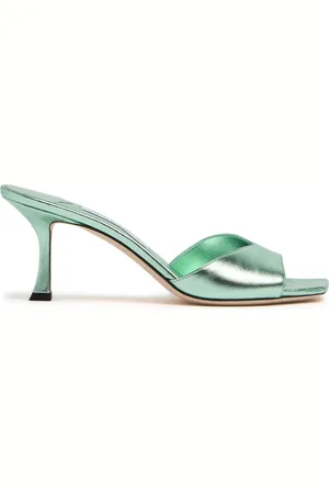 Jimmy Choo 70mm Skye Metallic Leather Mules