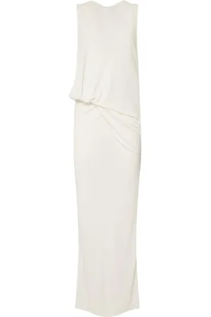 Jacquemus La Robe Peplo Longue Draped Long Dress