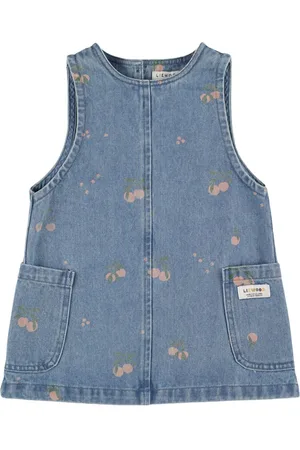 Liewood Peach Print Cotton Denim Dress