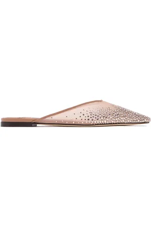 Jimmy Choo 10mm Vivi Mesh & Crystal Flat Mules