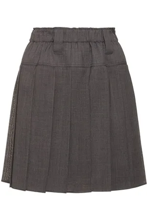 Brunello Cucinelli Pleated Wool Blend Gauze Mini Skirt