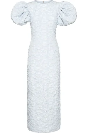 ROTATE Ruby Puff Sleeve Jacquard Midi Dress