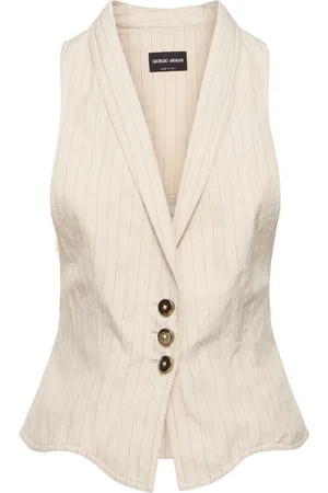 Giorgio Armani Cotton Blend Sleeveless Vest W/ Cutouts