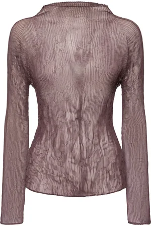 Issey Miyake Twist Pleated Chiffon Top