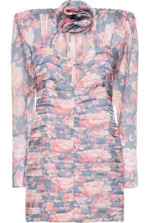 MAGDA BUTRYM Printed Silk Ruched Mini Dress