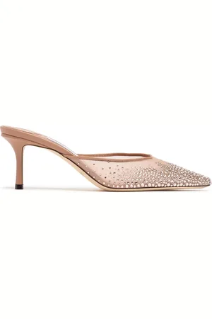 Jimmy Choo 65mm Vivi Mesh & Crystal Mules
