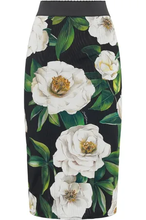 Dolce & Gabbana Gardenia Printed Marquisette Midi Skirt