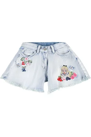 MONNALISA Embroidered Denim Shorts