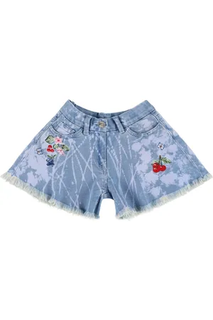 MONNALISA Embroidered Denim Shorts