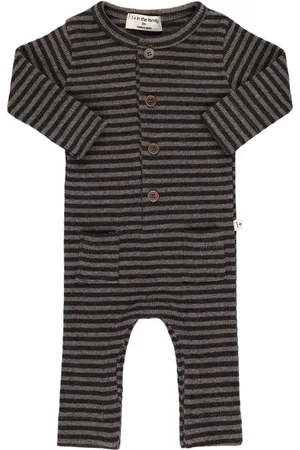 1+ IN THE FAMILY Striped Cotton Blend Jersey Romper
