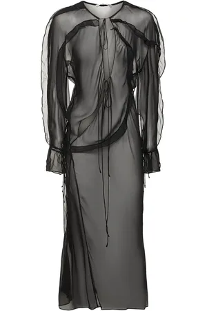 CHRISTOPHER ESBER Ruffled Sheer Long Sleeve Dress