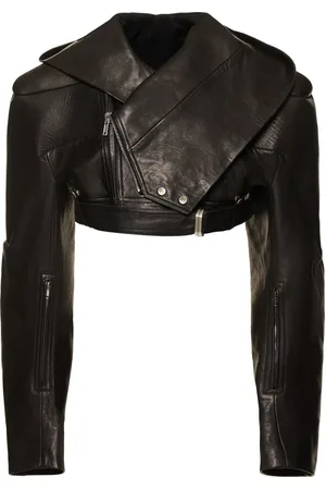 Rick Owens Hooded Cropped Leather Jacket
