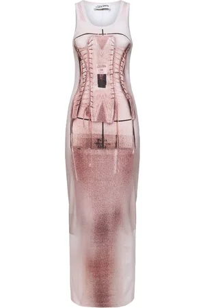 Jean Paul Gaultier Printed Stretch Cotton Long Dress
