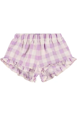 MIPOUNET Cotton Blend Gingham Seersucker Shorts