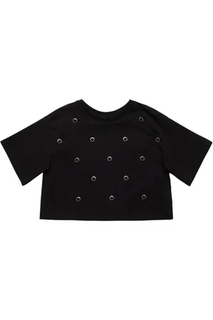 MONNALISA Stretch Cotton Jersey Crop T-shirt