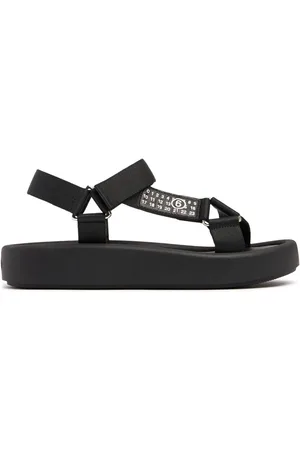 Maison Margiela Logo Print Faux Leather Strap Sandals
