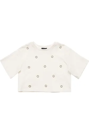 MONNALISA Stretch Cotton Jersey Crop T-shirt