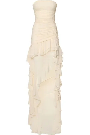BLUMARINE Strapless Organza Dress W/ruffles