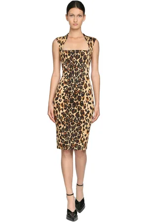 MUGLER Printed Stretch Gabardine Pencil Dress