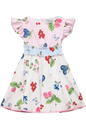 MONNALISA Berry Printed Cotton Poplin Dress