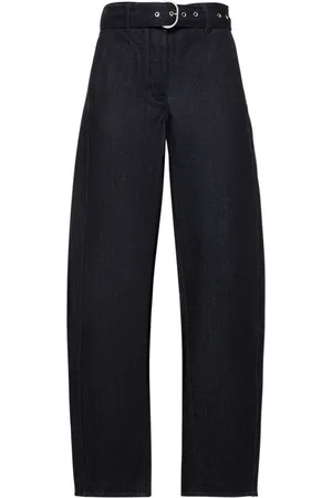 Jil Sander Belted Raw Denim Wide Leg Jeans