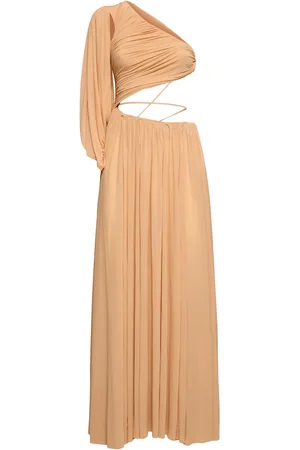 Serafini Draped Viscose Blend Jersey Long Dress
