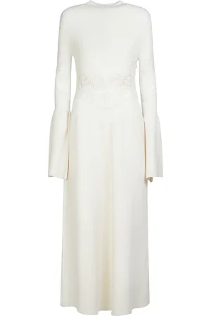 Chloé Embroidered Wool Rib Knit Maxi Dress