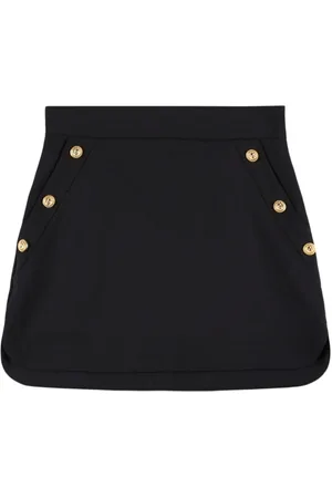Balmain Cool Wool Mini Skirt W/ Buttons