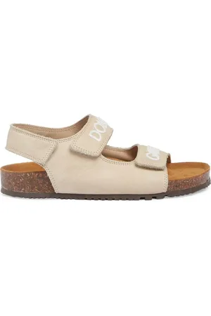 Dolce & Gabbana Embroidered Logo Leather Sandals