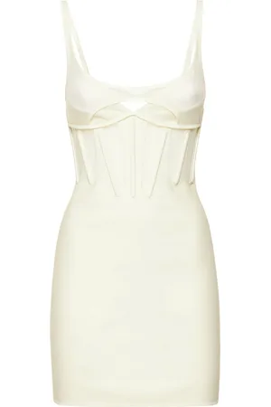 MUGLER Techno Jersey Corset Mesh Mini Dress