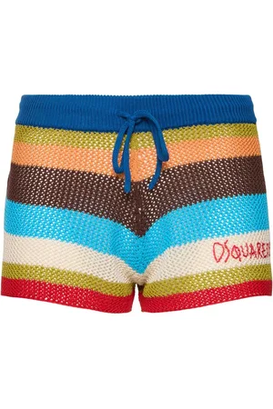 Dsquared2 Striped Knit Cotton Low Waist Shorts