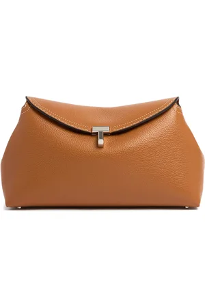 Totême T-lock Pebble Grain Leather Clutch