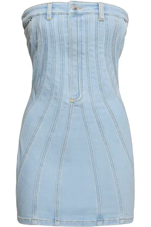 MUGLER Stretch Denim Strapless Mini Dress