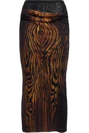 Jean Paul Gaultier Wood Printed Mesh Double-layer Skirt