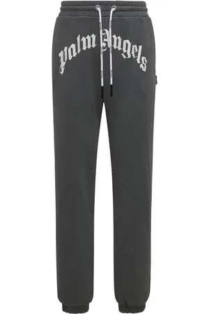 Palm Angels Curved Logo Cotton Jersey Sweatpants