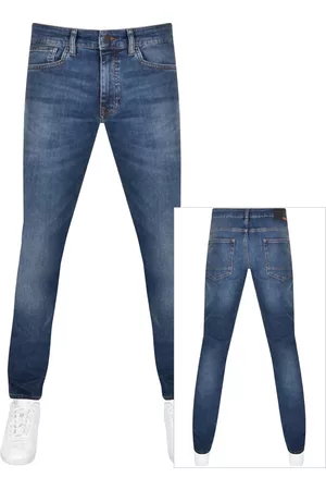 HUGO BOSS Miehet Slim Fit Farkut - BOSS Delaware Slim Fit Mid Wash Jeans Blue