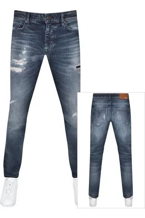 HUGO BOSS Miehet Slim Fit Farkut - BOSS Delaware Slim Fit Mid Wash Jeans Blue