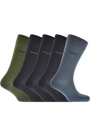 HUGO BOSS Miehet Sukat - BOSS Five Pack Logo Socks Navy