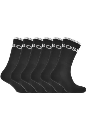 HUGO BOSS Miehet Sukat - BOSS Six Pack Logo Socks Black