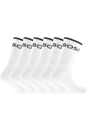HUGO BOSS Miehet Sukat - BOSS Six Pack Logo Socks White