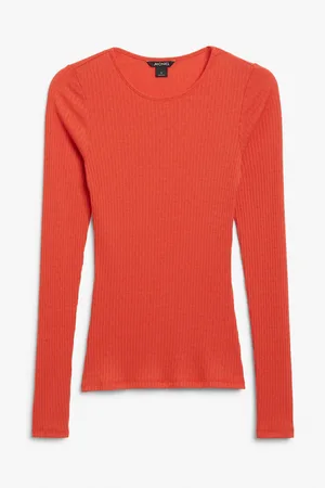 Monki Ribbed long sleeve top