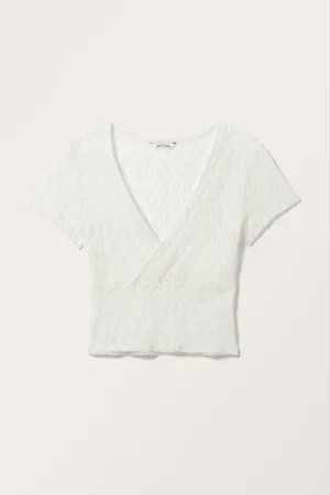 Monki Cropped Fitted Lace Top
