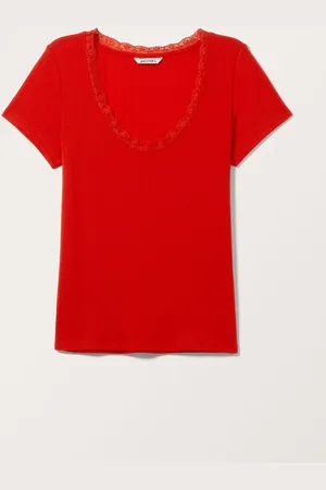 Monki Fitted Short Sleeve Pointelle Top