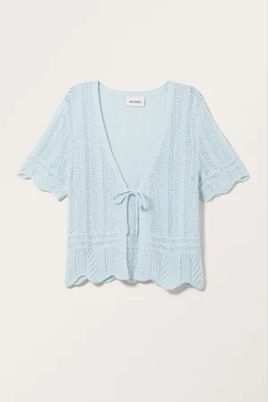 Monki Cropped Knitted V-neck Tie Cardigan