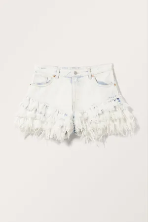 Monki Frayed Mini Denim Shorts